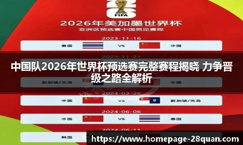 中国队2026年世界杯预选赛完整赛程揭晓 力争晋级之路全解析